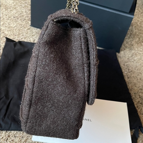 Chanel Chocolate Bar Mademoiselle Brown Flap Bag Quilted Wool Jumbo - Picture 6 of 13